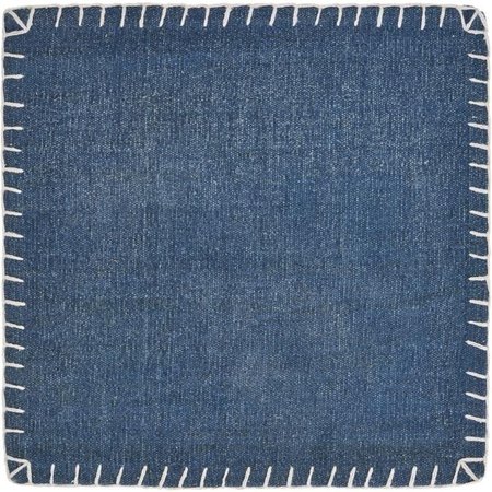 LR RESOURCES LR Resources SPECI04704BWL15SQ Embroidered Edge Square Place Mat; Dusty Blue SPECI04704BWL15SQ